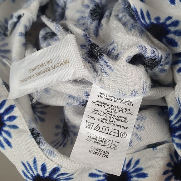 LOFT Flutter Romper Linen Mix Blue/White‎ Women's Size 0 - Picture 13 of 14